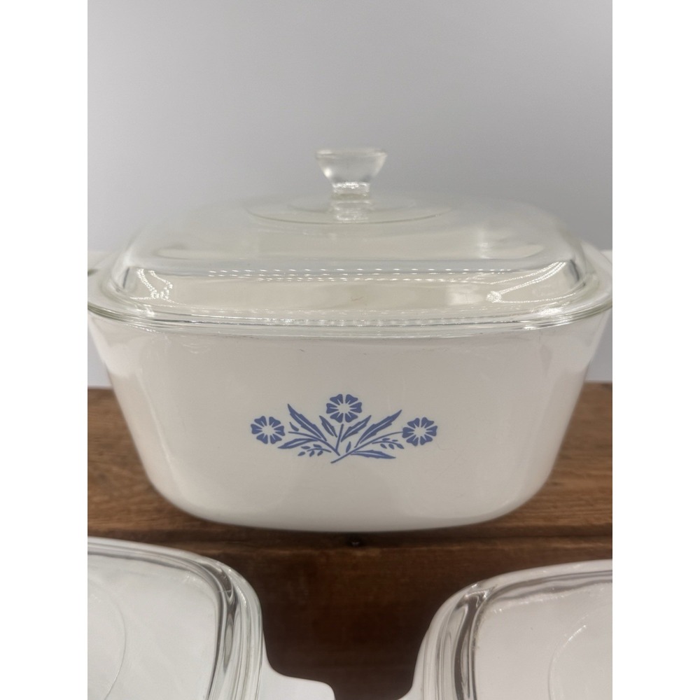 3 VTG Corning Ware Blue Cornflower Casserole Dishes with Lids Bakeware Kitchen - Picture 4 of 16
